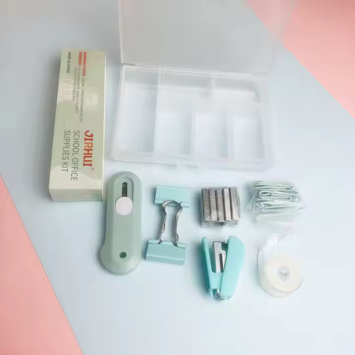 Настільний набір канцелярії, органайзер для офісу зі скріпками, біндерами та затискачами, блакитний Кам'янець-Подільський - фото 3