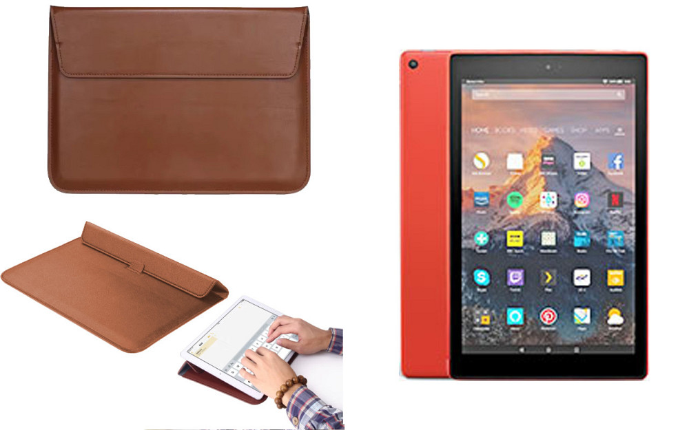 Чехол-конверт VitoCase для Amazon Fire HD 10 2017, 2018, с функцией подставки для планшета Коричневый Киев - изображение 1