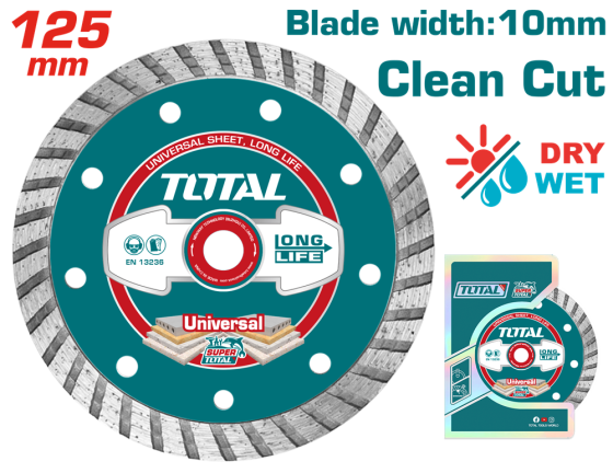 Алмазний диск по бетону, каменю TOTAL TAC2131253 (125х22.2мм) (6326528) Киев