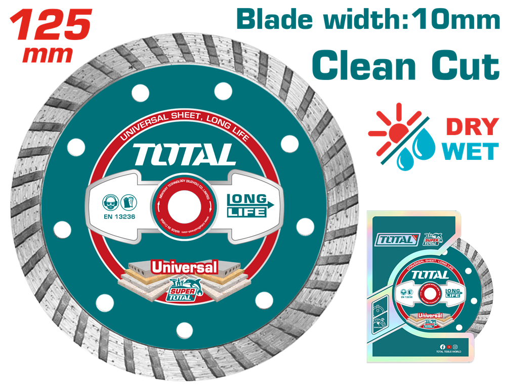 Алмазний диск по бетону, каменю TOTAL TAC2131253 (125х22.2мм) (6326528) Киев - изображение 1