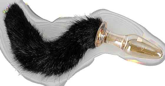 Анальная пробка с хвостиком Glass Plug with Tail Sex Aura Киев