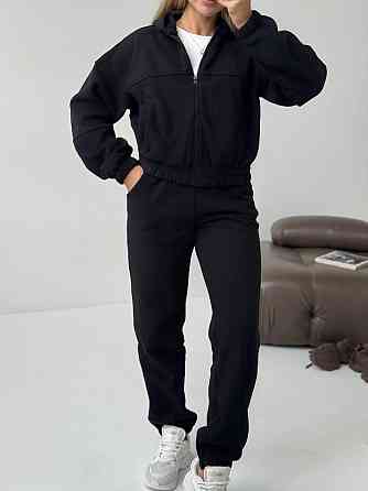 Женский повседневный теплый костюм на молнии с поларом флиса Черный, 42/44 Одесса