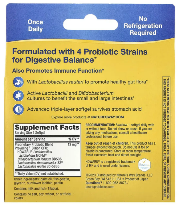 Пробіотики для роботи ШКТ Nature's Way Primadophilus Reuteri Pearls 30 капс Київ - фото 2