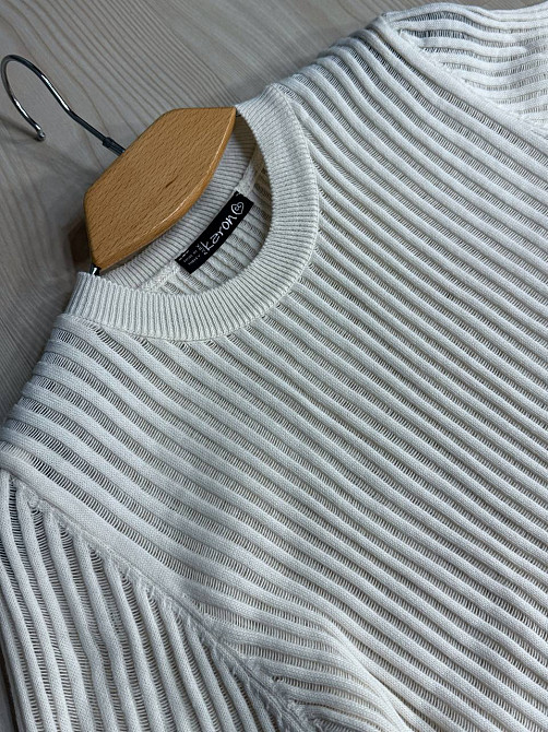 Реглан жіночий KARON 10624 ажурна вʼязка з коротким рукавом one size, молочний, one size Київ - фото 20