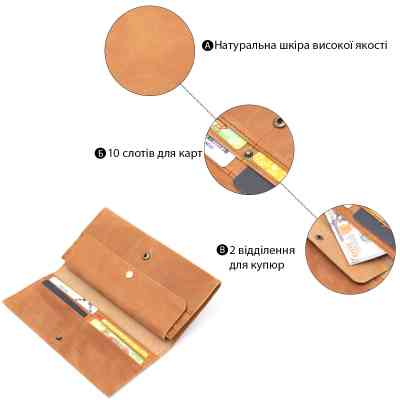 Портмоне Vintage У ретро стилі та матовій шкірі Руде (14295) Вінниця