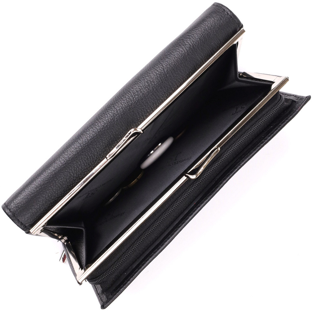 Функциональный женский кошелек на магнитах из натуральной кожи ST Leather 23112 Черный Киев - изображение 4