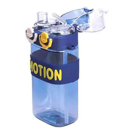 Спортивная бутылка для воды с трубочкой, 550 мл, синяя Киев