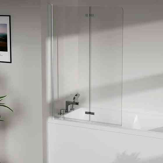 Скляна шторка для ванни AVKO Glass RDW02-J2 50+40x140 Silver перегородка для ванної Київ