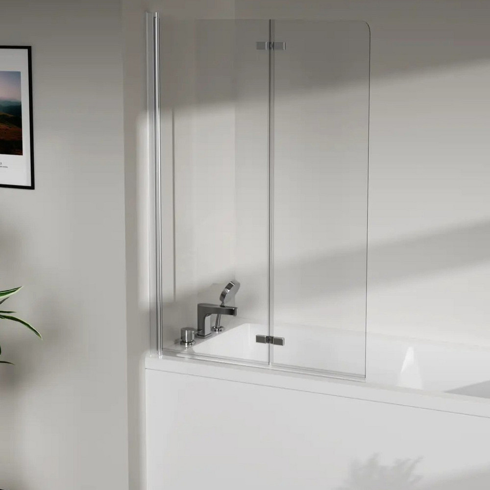 Стеклянная шторка для ванны AVKO Glass RDW02-J2 50+40x140 Silver перегородка для ванной Киев - изображение 2