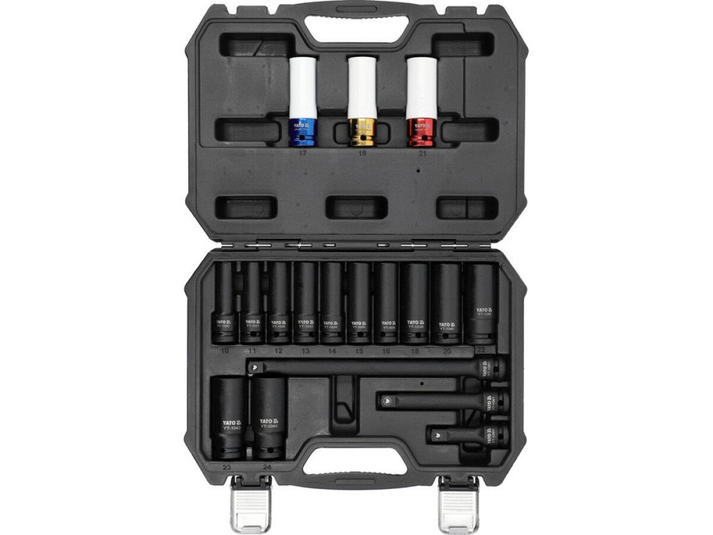 Головки торцеві ударні YATO: квадрат- 1/2", хромомолібденові, 18 шт. [5] Одеса - фото 1