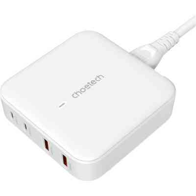 Зарядное устройство Choetech GaN 2 USB-A / 2 USB-C 100W QC3.0/PD/PPS (PD8008-EU-WH) Винница
