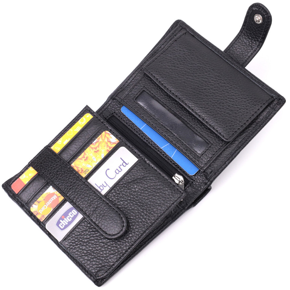 Вертикальный мужской бумажник из натуральной кожи ST Leather 22479 Черный Киев - изображение 6