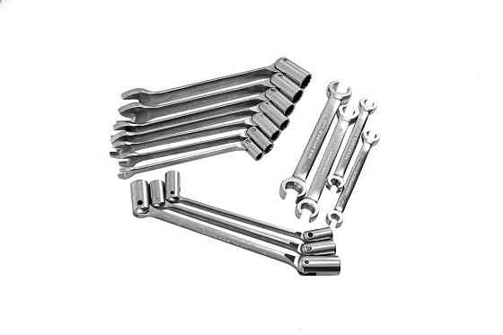 Набір ключів комбінований 14 предметів (розрізні: 8х10, 9х11, 12х13, 14х17мм, торцеві шарнірні: 8х10, 10х11, Одесса