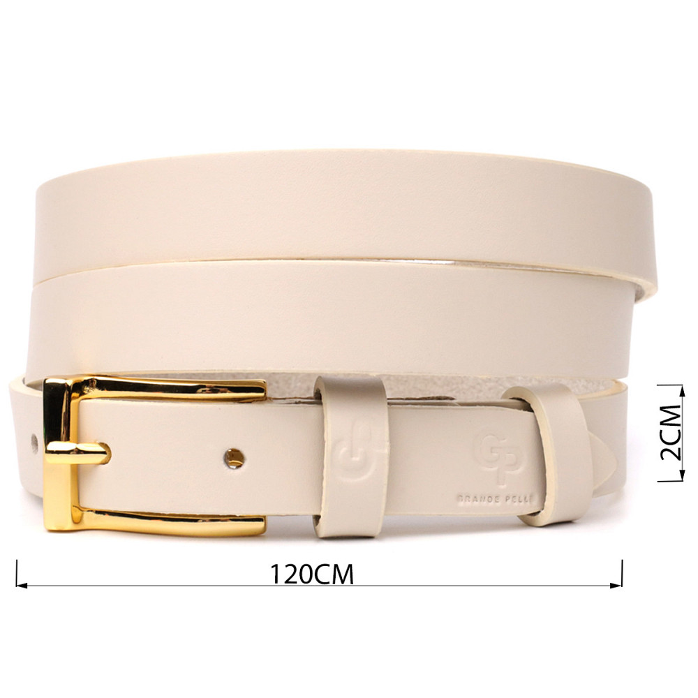 Красивий тонкий шкіряний ремінь для жінок GRANDE PELLE 22949 Молочний Київ - фото 8