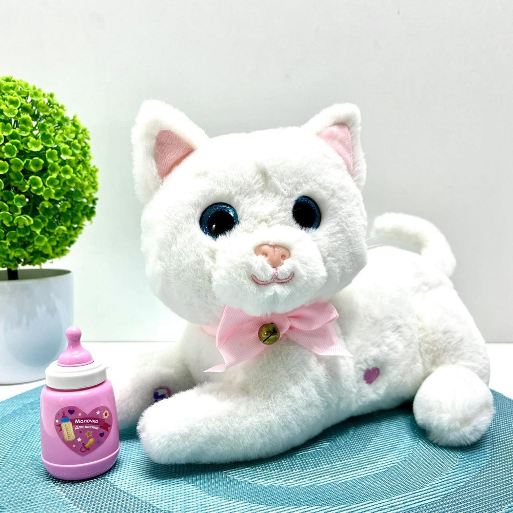 Кішка інтерактивна з котятами TK Group звуки мелодії пісні англійською функція запису голосу сенсорна зона на спинці Біла Чернігів - фото 4