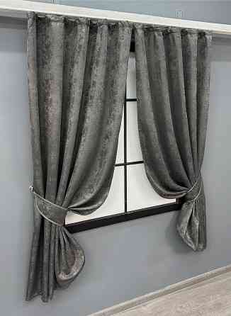 Комплект коротких штор VR-Textil Жаккард Sultan XO № 1558ш Темно-серый 130х170 см 2 шт (35-0350) Киев