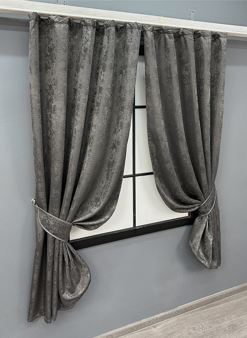 Комплект коротких штор VR-Textil Жаккард Sultan XO № 1558ш Темно-серый 130х170 см 2 шт (35-0350) Киев - изображение 2