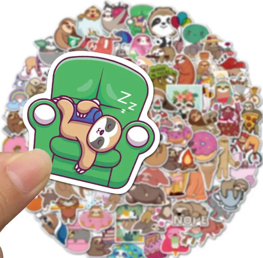 Наклейки с ленивцем, виниловые водонепроницаемые наклейки для бутылки с водой, набор 50 шт. Киев - изображение 1