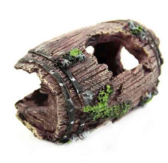 Декор для акваріума "Затонувший бочка" - розмір 6 на 9 см, смола, акваріумний декор черовний Київ