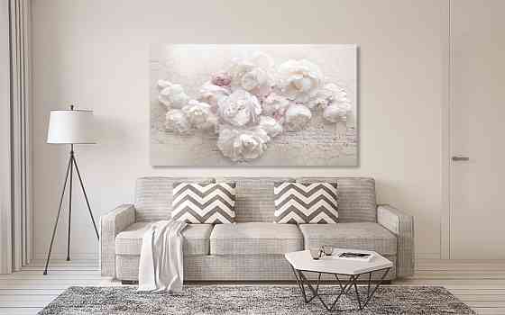 Картина холст у вітальню / спальню  Білі півонії      MLP_42  ( 60х30см ) 70x140 см Київ