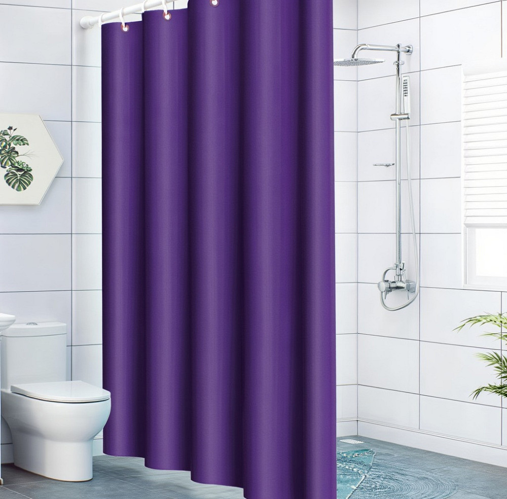 Шторка для ванної та душу з кільцями 180x180 см водостійка, шторка для ванної кімнати з гачками, PEVA, однотонний фіолетовий Кам'янець-Подільський - фото 1