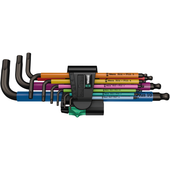 Набір кольорових шестигранників Wera 1.5-10мм 9од., подовж., різнокольорові, з пристроєм для намагнічення, 05022089001 Одеса
