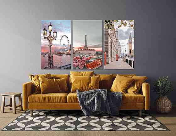 Модульна картина у вітальню/ спальню  Естетика міст    ART-014_3A Київ