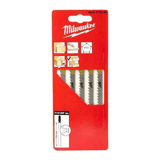 Полотна для лобзика T101DP MILWAUKEE, 105мм/ крок зуба 4мм, (5шт), (деревина, прямий різ) Одеса