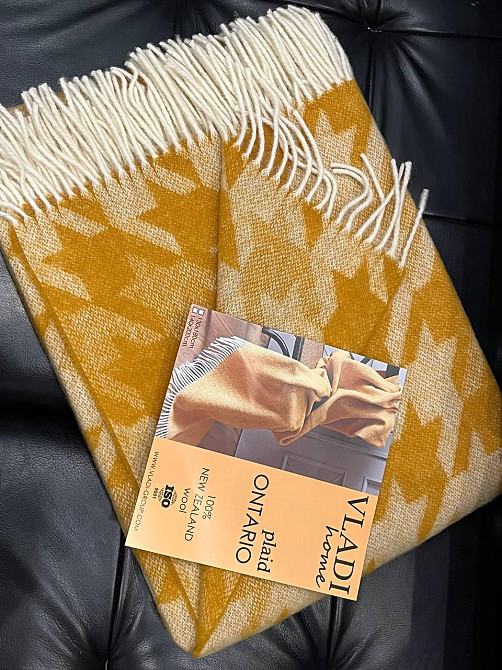 Vladi Плед Vladi 140x200 см вовняний 100% жовто-гарячий гірчичний Нова Зеландія 66S/adel Коломыя - изображение 4