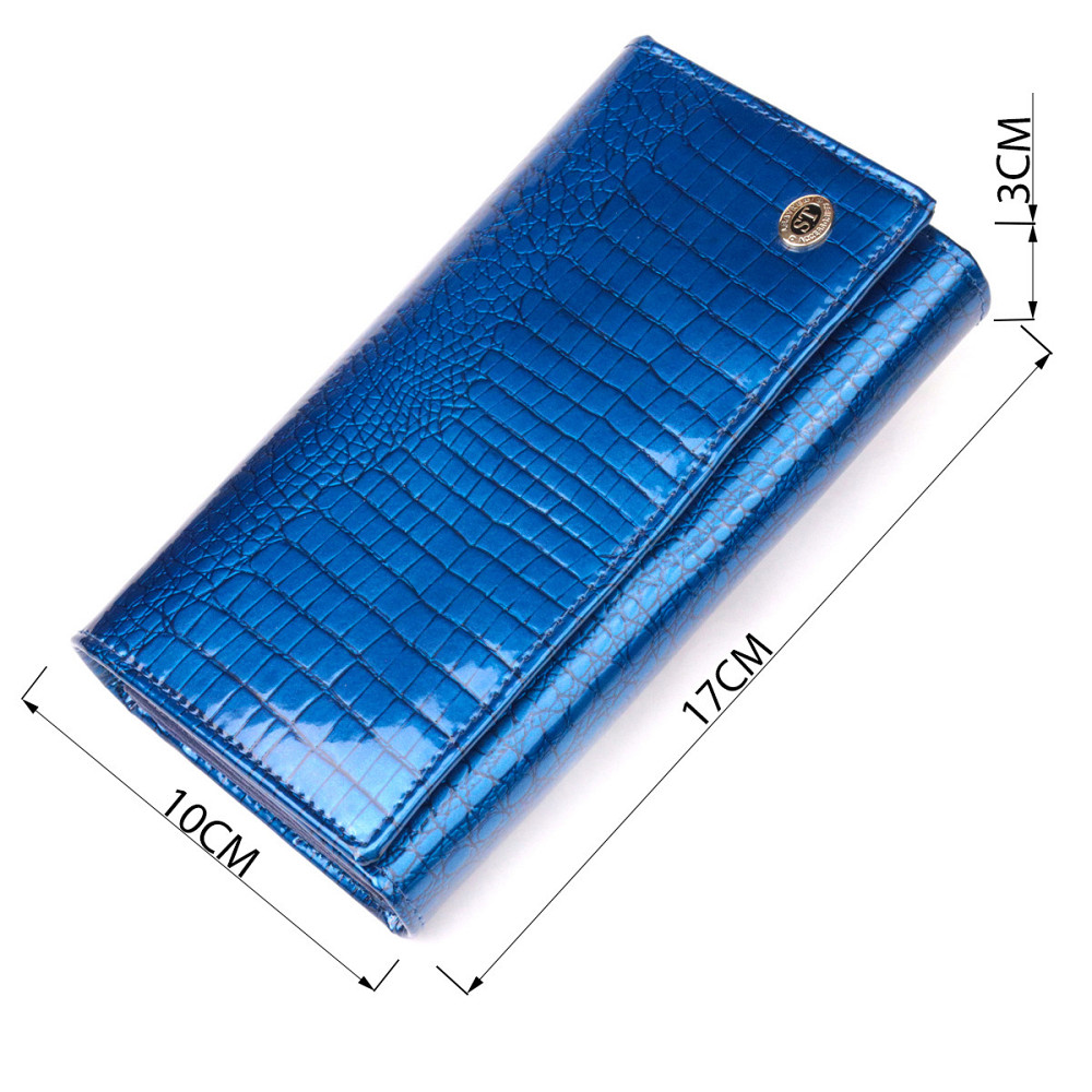 Стильный женский кошелек из лакированной кожи с визитницей Синий (ST Leather) Киев - изображение 7