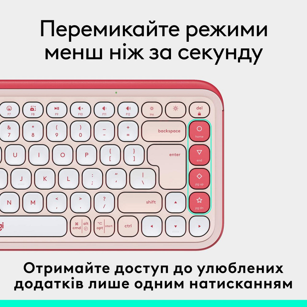 Клавіатура бездротова Logitech Pop Icon Keys Rose (920-013073) Рожевий Харків - фото 16