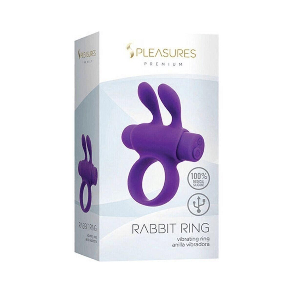Ерекційне віброкільце S Pleasures Premium Rabbit Ring фіолетове, зі знімною віброкулею та вушками Sex Aura Київ - фото 2