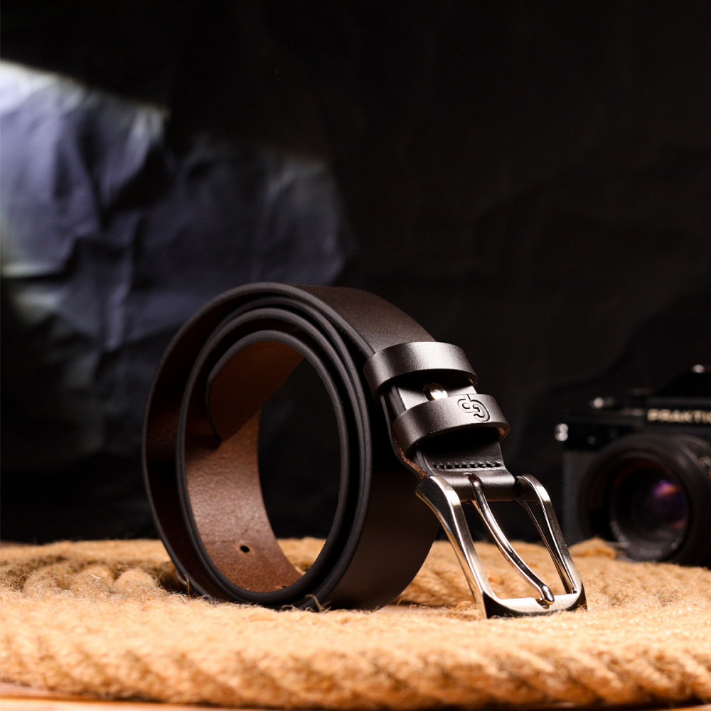 Стильный брючный мужской ремень из натуральной кожи Коричневый (GRANDE PELLE) Киев - изображение 2