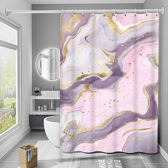 Шторка для ванни з поліестеру водонепроникна Bathlux 180x180 см з кільцями, фіранка для ванної кімнати Кам'янець-Подільський