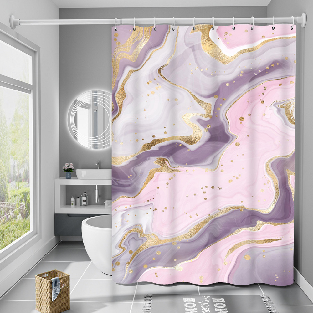 Шторка для ванни з поліестеру водонепроникна Bathlux 180x180 см з кільцями, фіранка для ванної кімнати Кам'янець-Подільський - фото 1