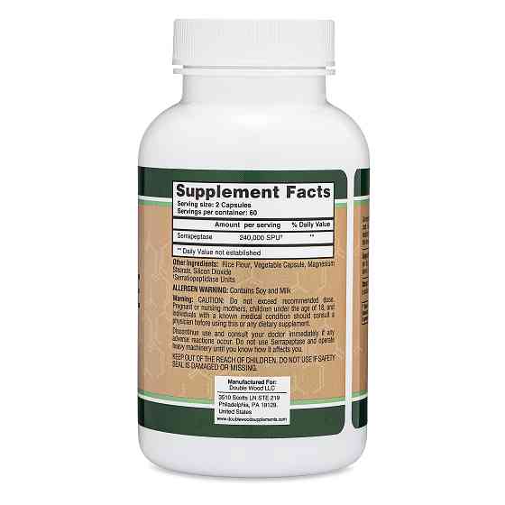 Серрапептаза Double Wood Serrapeptase Proteolytic Enzyme 240 000 SPU 120 capsules Луцьк