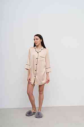 Жіноча нічна сорочка подовжена шовкова Молочний M Харків