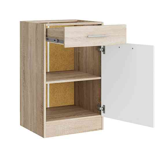 Кухонный модуль нижний с шухлядой Эверест Эко 500 дуб сонома/нимфея альба (белый) (без столешницы) 50х46х82 см (DTM-071043) Днепр