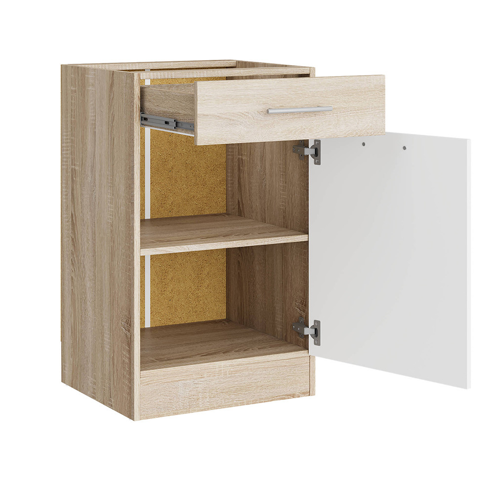 Кухонный модуль нижний с шухлядой Эверест Эко 500 дуб сонома/нимфея альба (белый) (без столешницы) 50х46х82 см (DTM-071043) Днепр - изображение 2