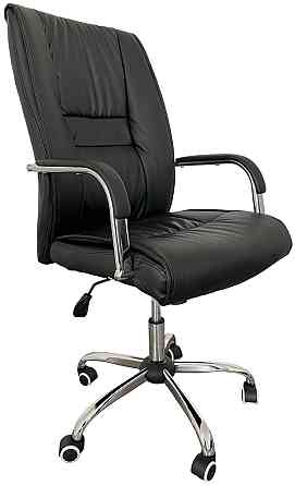 Офісне крісло керівника Tehforward Houston хром Anyfix Чориний Дніпро