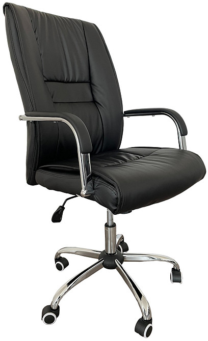 Офісне крісло керівника Tehforward Houston хром Anyfix Чориний Дніпро - фото 1