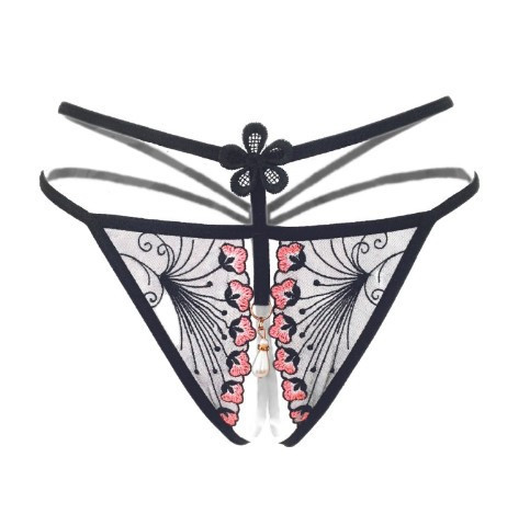 Трусики з інтимним розрізом чорні - розмір універсальний, в талії до 85см Київ - фото 2