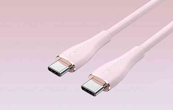 Кабель Vention USB 2.0 C Male to C Male 5A Cable 1M Pink Silicone Type (TAWPF) Киев