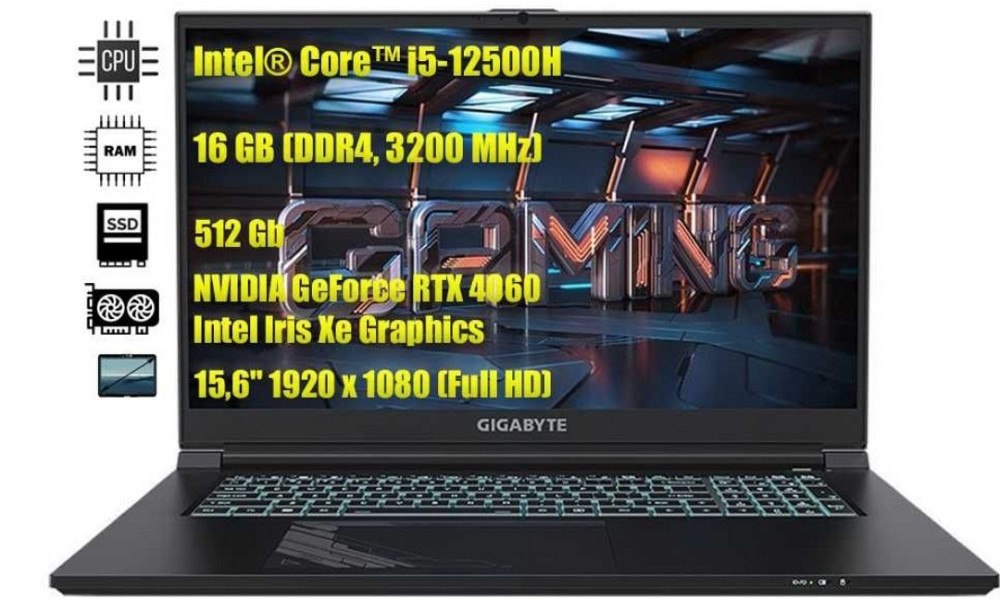 Ноутбук: Gigabyte G5 KF (KF-E3EE313SD) i5-12500H (16Gb.)(512Gb) RTX4060. Харків - фото 1
