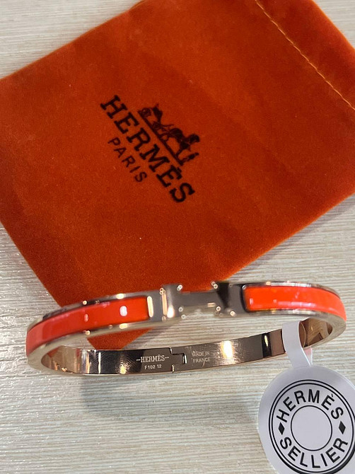 Браслет  Hermes / Эрмес оранжевый браслет эмаль, позолота Одесса - изображение 4