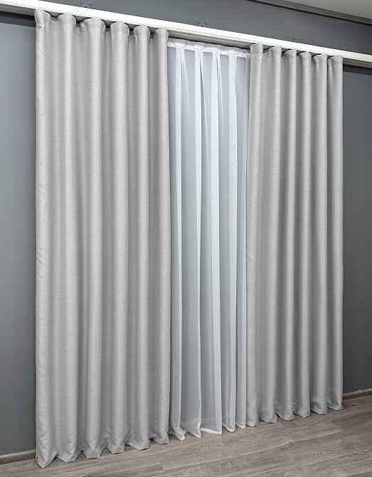Комплект готовых штор VR-Textil Блэкаут двусторонний Eclipsе № 1791ш Светло-серый 100х270 см 2 шт (31-833) Киев - изображение 4