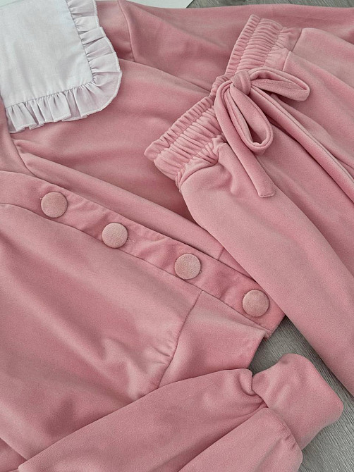 Женский плюшевый костюм двойка: кофта с воротником и штаны велюр Одесса - изображение 10