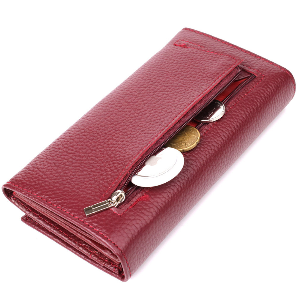 Практичный вертикальный кошелек из натуральной кожи ST Leather 23085 Бордовый Киев - изображение 4