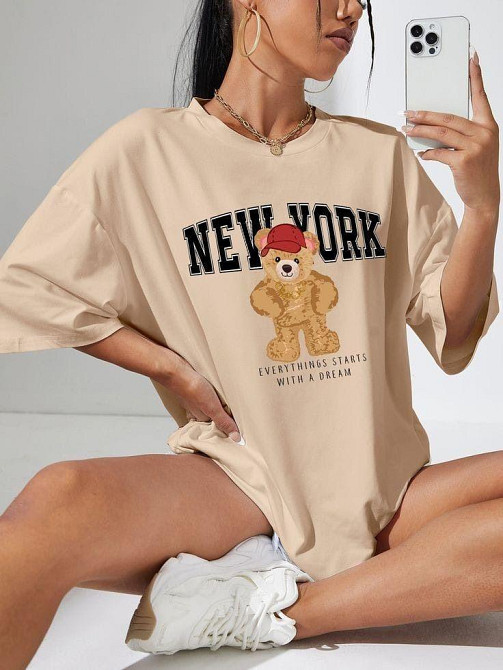 Футболка женская с принтом  48 Бежевая 2664087722 Днепр - изображение 1