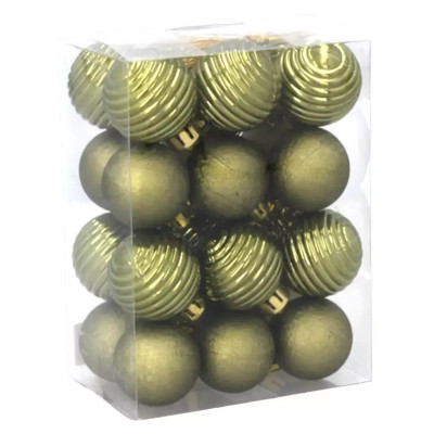 Елочная игрушка Chomik пластикові кульки компл. 24 шт, 3см, оливкові (5900779877153_2) Винница - изображение 1